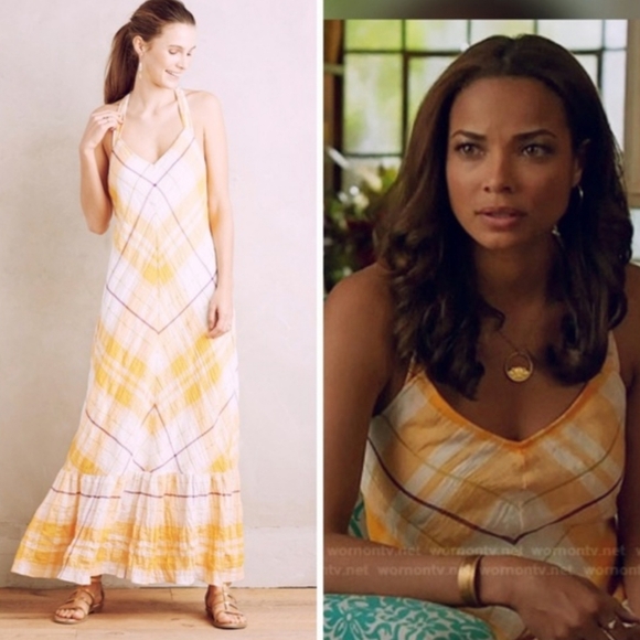 Anthropologie Holding Horses Clementine Plaid Maxi Dress Small Boho Sundress - Picture 2 of 16